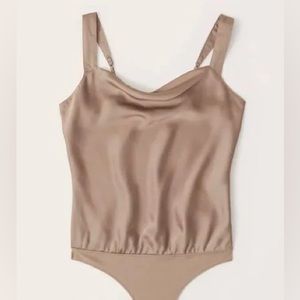 Abercrombie wide strap satin cowl neck bodysuit